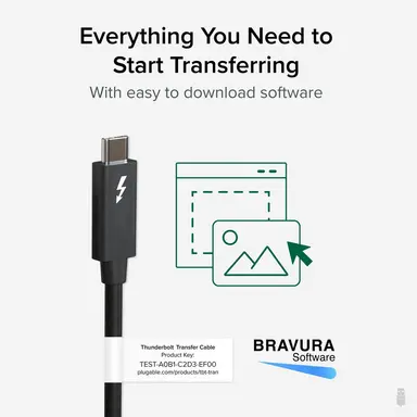 Plugable Technologies Plugable Windows Transfer Cable 6.6FT (2M) Thunderbolt 10GBPS Bundled with Bra, image 8