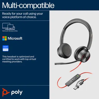 HP Poly Blackwire 8225 Stereo USB-C Headset +USB-C/A Adapter, image 7