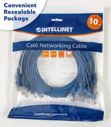 Intellinet Cat6 U/UTP Slim Network Patch Cable, 14 FT., Blue, 10-Pack, image 6