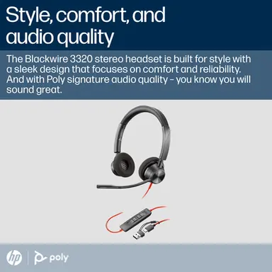 HP Poly Blackwire 3320 Stereo Microsoft Teams Certified USB-C Headset +USB-C/A, image 4