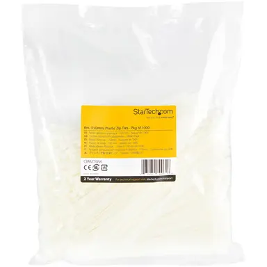 StarTech.com 1000 Pack of Cable Ties: Keep Cables Organized with 6 in (152.4 MM) White Zip Tie, image 6