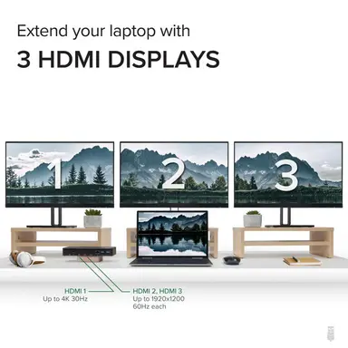 Plugable Technologies Plugable USB C Triple Display Docking Station 100W PD, 3X HDMI, image 7