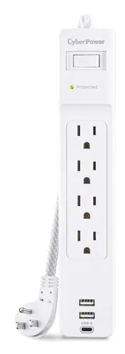 Cyberpower Systems (USA) Surge Protector - 125 V - Circuit Breaker - 15A - 4 Nema 5-15R - White, image 4