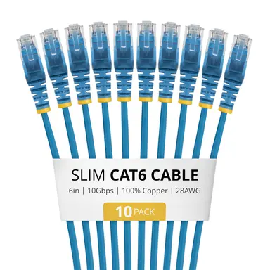 StarTech.com 10-Pack of Slim Cat6 Cables Is Ideal for Multiple Setups; Supports 10GBPS and 10