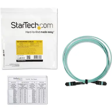 STARTECH.COM 3M (9.8FT) MTP(F)/PC to MTP(F)/PC OM3 Fiber CABLE; 40 GBPS; 50/125UM CORE; Bandw, image 8