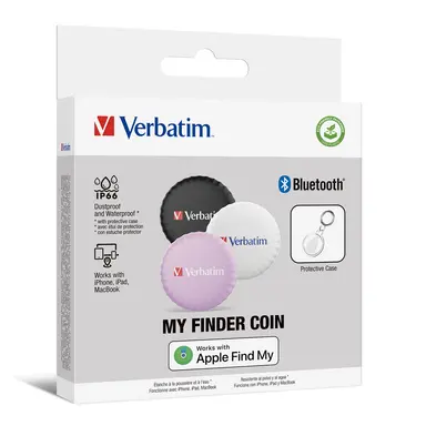 Verbatim Americas Myfinder Coin Bluetooth Item Finder 3PK - Black, White, Purple, image 6