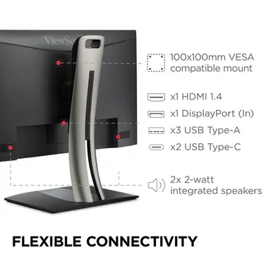 ViewSonic 24 in Colorpro 1080P IPS Monitor with USB-C, DisplayPort, HDMI, USB-a, Ergonomic, image 8