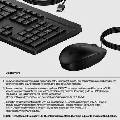 HP 225 Wired Mouse and KB G2 United States / Canada English, image 8