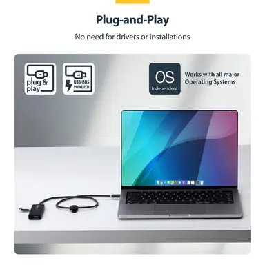 StarTech.com 4-Port USB-C Hub, 5GBPS, Bus Powered, USB-C to 4X USB-a Mini Hub, Extra Long 2 ft, image 7