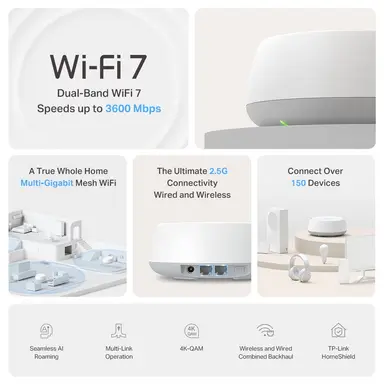 Omada Networks BY TP Link BE5000 Whole Home Mesh Wi-Fi 7 Unit, image 6
