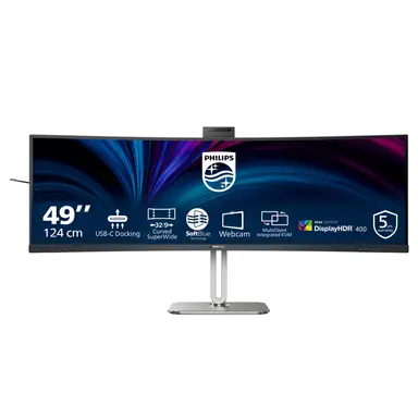 Philips 49 Curved Monitor, LED, DQHD (5120 × 1440), USB-C, Webcam 5.0