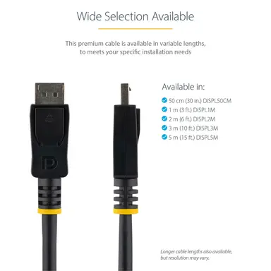 StarTech.com 0.5 m Short DisplayPort 1.2 Cable with Latches M/M - DisplayPort 4K with HBR2, image 8