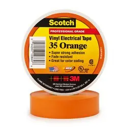 3M Display Materials and Syste Tape 3M 35 Orange Electrical Marking Tape , 3/4 Wide X 66 Long Roll X 0.007 Thick