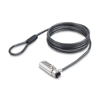 StarTech.com Slim Lock Noble Wedge Slot Compatible, 6.6 ft (2M) Locking Cable, Desk Anti-Theft