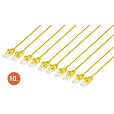 Intellinet Cat6 U/UTP Slim Network Patch Cable, 0.5 FT., Yellow, 10-Pack, image 6