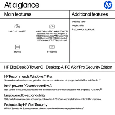 HP Sbuy HP EliteDesk 8 TWR G1I U9285 64GB/2TB PC Intel Core ULTRA9 285, 2.0TB SSD, image 7