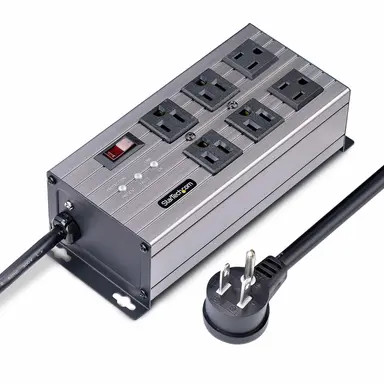 StarTech.com 6-Outlet Industrial Power Strip 125V/15A, Emi/Rfi Isolation, Surge Protection