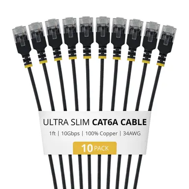 StarTech.com 10-Pack of Ultra Slim Cat6a Cables Is Ideal for Multiple Setups; 10GBPS Ethernet, image 3