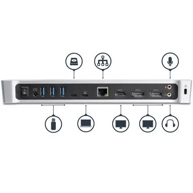 StarTech.com USB-C Dock 3 Video Outputs, 60W PD - 4X USB-a, 1X USB-C 5GBPS, NIC, Headset, K-S, image 6