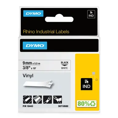 Dymo Label - 3/8IN / 9MM - White - Color-Coded for Safety: Available in the Widest RA