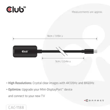 Club 3D B.V Mdp to HDMI 2.1 Adapter 8K 60HZ, image 8