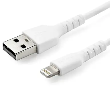 StarTech.com 3.3 ft 1M USB to Lightning Cable - Apple Mfi Certified - Aramid Fiber - White, image 4