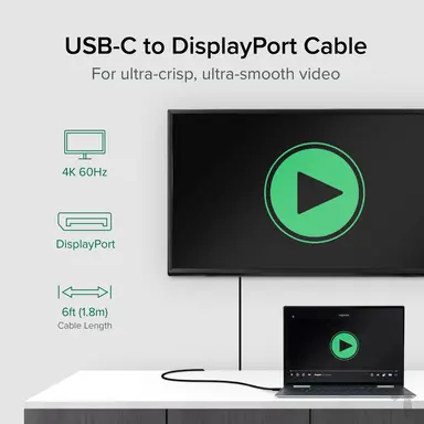 Plugable Technologies Plugable USB C to DisplayPort BI Directional Cable 6 Feet (1.8 m), up to 4K at 60, image 6