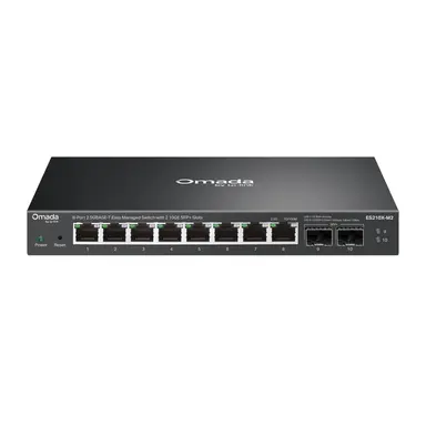Omada Networks by TP Link Omada 8-Port 2.5G Easy Managed Switch. Ports: 8 2.5G RJ45, 2 10G SFP+. Spec: Fan