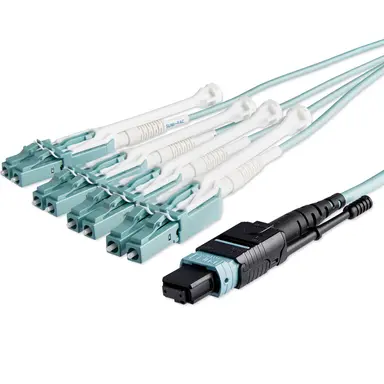 STARTECH.COM 10M (33FT) MTP(F)/PC to 4X LC/PC Duplex Breakout OM3 Multimode Fiber Optic Cable