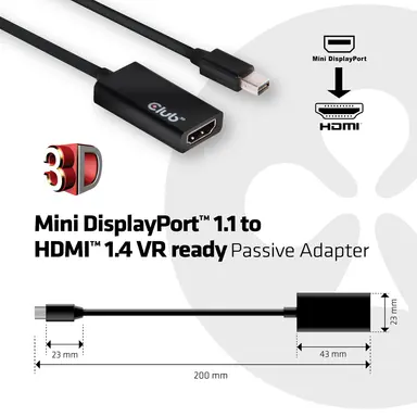 Club 3D B.V Mini Display Port 1.1 to HDMI 1.4 VR Rea, image 6