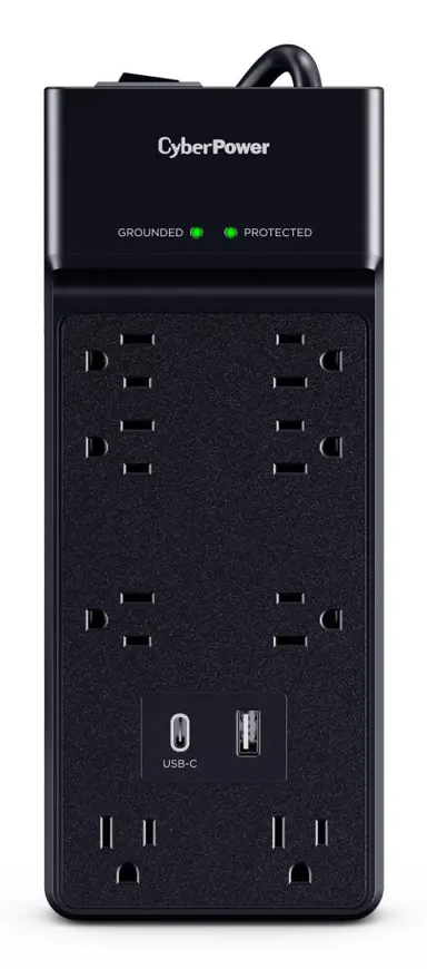 CyberPower Systems (USA) CyberPower Surge, Black, NEMA 5-15P Input - 8 - NEMA 5-15R, 1 Type a