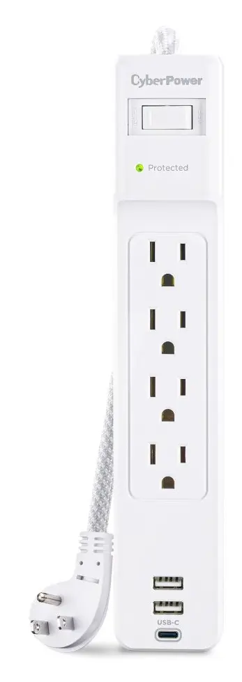 Cyberpower Systems (USA) Surge Protector - 125 V - Circuit Breaker - 15A - 4 Nema 5-15R - White