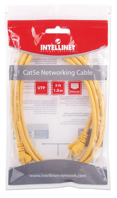 Intellinet 5 FT Yellow Cat5e Snagless Patch Cable, image 8