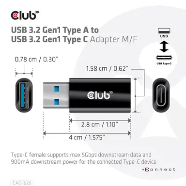 Club 3D B.V USB-C 3.2 Female to USB-a 3.2 Adapter, image 7