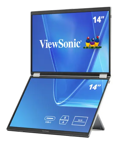 ViewSonic 14 in Dual Screen WUXGA Portable Monitor with USB-C and Protective Sleeve, image 2