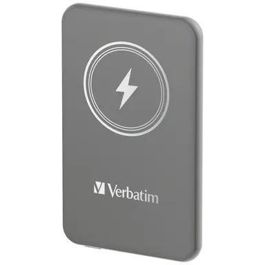 Verbatim Americas Charge N Go Magnetic Wireless Power Bank 5000 Mah - Gray