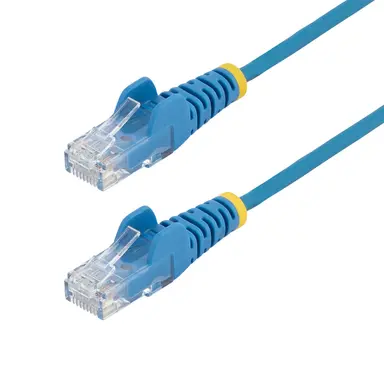 StarTech.com 15 ft Blue Slim Cat6 Ethernet Cable, Snagless, 100W PoE, UTP, LSZH, 28AWG Pure BA