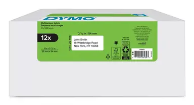 Dymo DY LW 1 in X 2-1/8IN WHT Multi 500CT 12PK (30336) - Crystal-Clear, Durable Prints