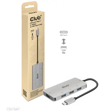 Club 3D B.V USB GEN2 Type-C to 4X USB Type-A Ports Hub Which Adds Four USB Type-A Ports to