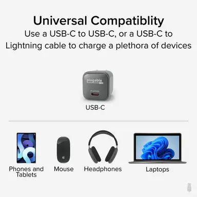 Plugable Technologies Plugable 30W USB-C Gan Charger Magsafe-Compatible, Fast Charging for iPhone, IP, image 7