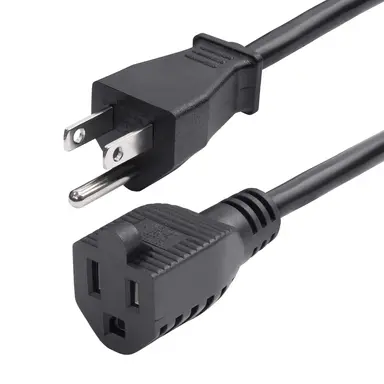 StarTech.com 10 ft (3M) Power Extension Cord, NEMA 5-15P to NEMA 5-15R AC Power Cable, 10A 125