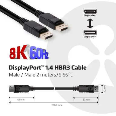 Club 3D B.V DisplayPort DP 1.4 2M/6.56FT Long Male-Male Cable, the Total Bandwidth of HBR3 Is, image 8