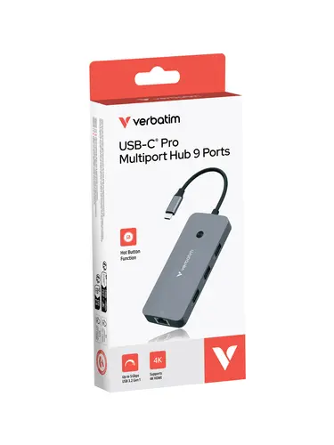 Verbatim Americas USB-C Pro Multiport Hub CMH 09 9-Ports, image 3