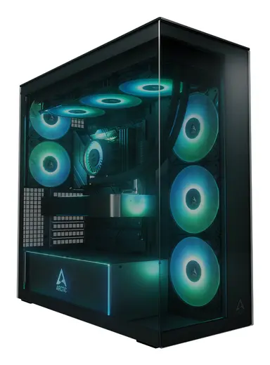 Arctic Cooling Xtender (BLACK)-PC Case-Mid Tower-Tempered Glass Panel-Included a-RGB Fans