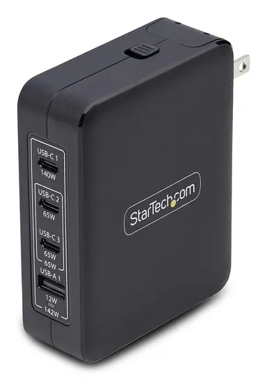 StarTech.com 140W USB-C Wall Charger, 3X USB-C/1X USB-a, PD 3.1 Gan Power Adapter for MacBook
