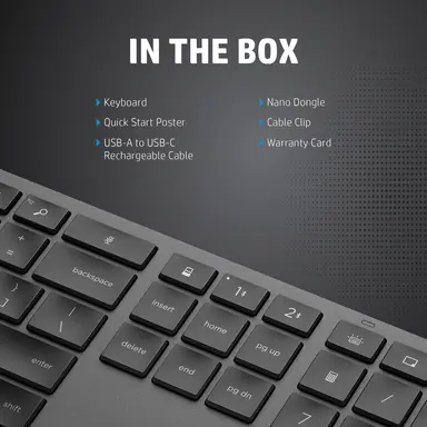 HP 975 Dual-Mode Wireless Keyboard - Keyboard - Qwerty - Full Size; 3-Zone Layou, image 8