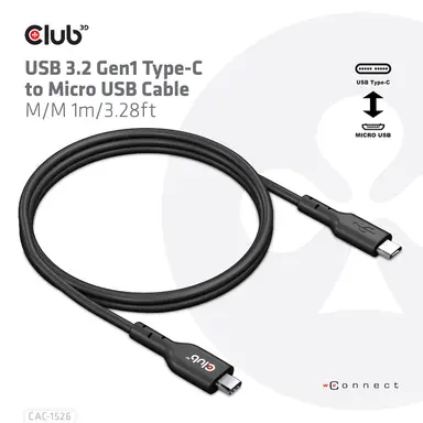 Club 3D B.V Club 3D USB 3.2 GEN1 Type-C to Micro USB Cable Enables the Connection O, image 7