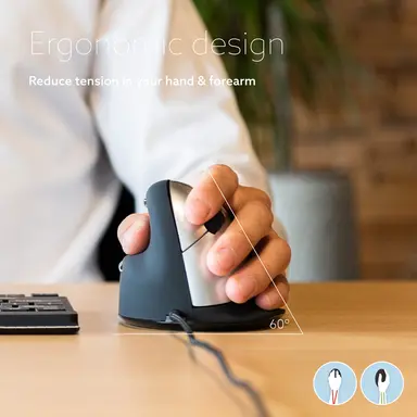 R-Go He Ergonomic Mouse, Medium (Hand Size 165-185MM), Left Handed, Wired, image 8
