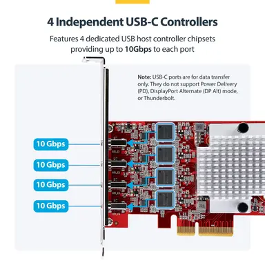 StarTech.com 4-Port USB Type-C PCIe Card, USB 3.2 10GBPS, USB-C PCI Express 3.0 Expansion, image 7