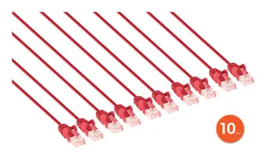 Intellinet Cat6 U/UTP Slim Network Patch Cable, 1.5 FT., Red, 10-Pack, image 7